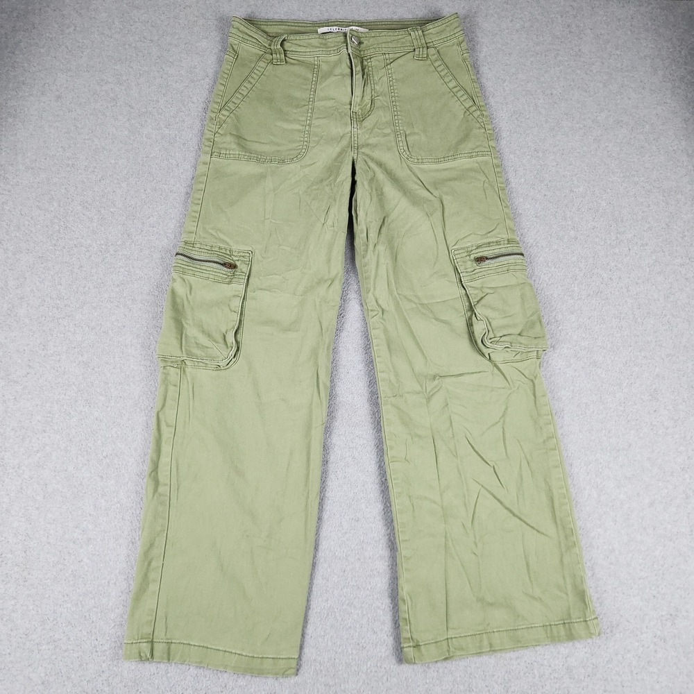 Celebrity Pink Cargo Pants Womens 9/29 Green Cotton Stretch Utility Relaxed Fit